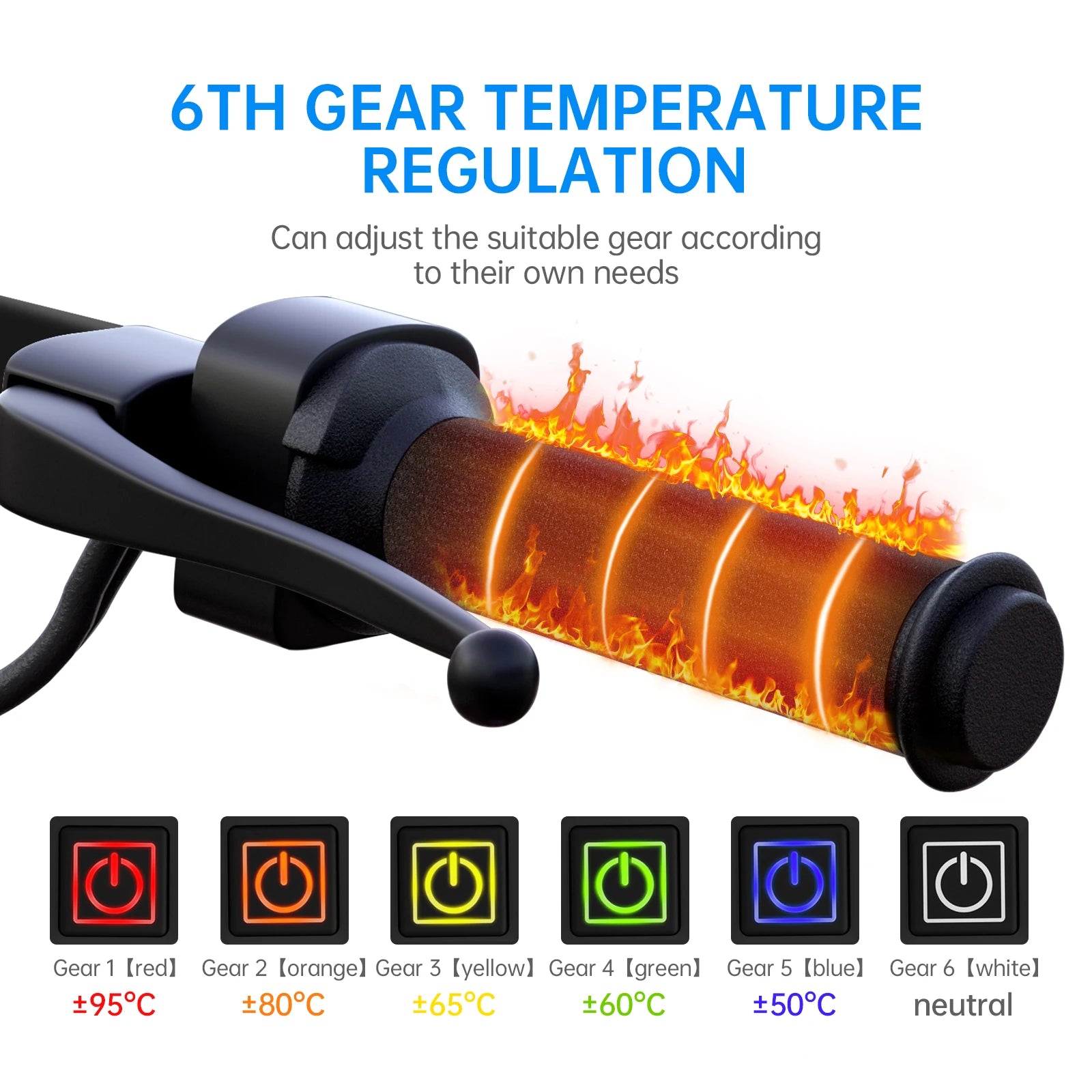 Extractme Motorcycle Heated Handgrips 5V USB 6 Gear Warmer Electric Heated Grip Cover Anti Vibration Anti Slip Fast Heating Kits