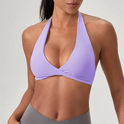 Sports Yoga Bra for Women Halter Neck with Stylish Back Design Sexy Gym Bra for Running Fitness Sports Bras