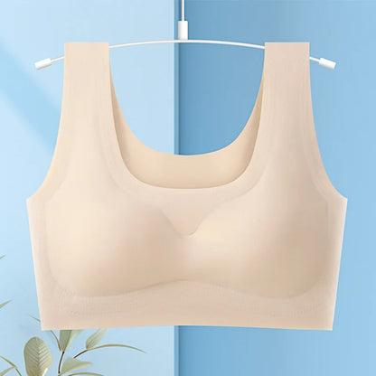 Wire-Free Sports Bra Seamless Ice Silk Small Chest Push-up Bra Prevent Sagging Thin Back Beauty Large Size Bra