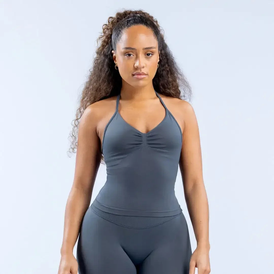 Impact Dynamic New Longline Strappy Halterneck Top Yoga Gym Bras Cups Women Workout Sexy Clothing Gym Top Halter Sport Bras