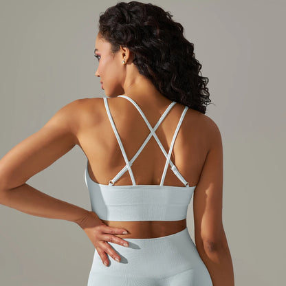 Women Sports Bra Sexy Yoga Bra Fitness Top for Gym Cross Straps Camisole Bra Seamless Workout Running Women Bra Yoga Clothing