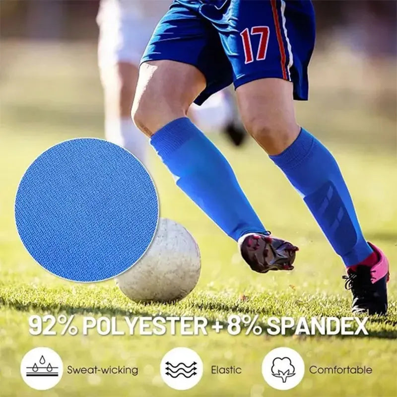 Soccer Shin Guards 2 Pairs Set Men Grip Soccer Socks and Knee Pads Adult Youth Non Slip Leg Football Sports Calf Sleeves