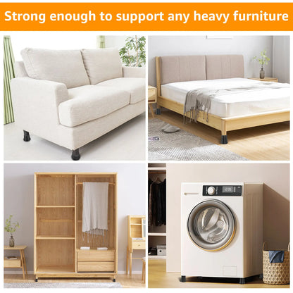 4/6Pcs Heavy Duty Rubber Sofa Cabinet Feet Leg Bed Risers Stand Round Furniture Risers Anti Slip Bed Frame Riser Raising Blocks