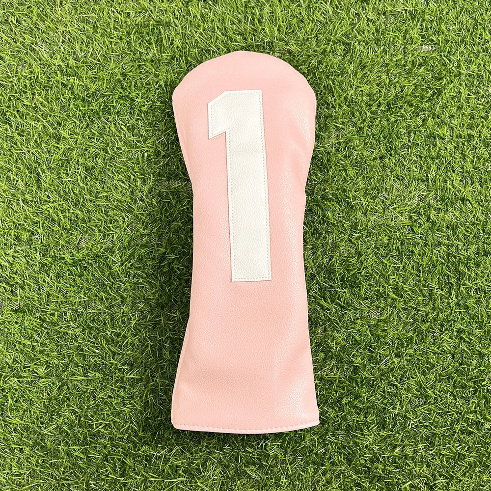 Golf club covers - white and green with large numbers, fits all clubs