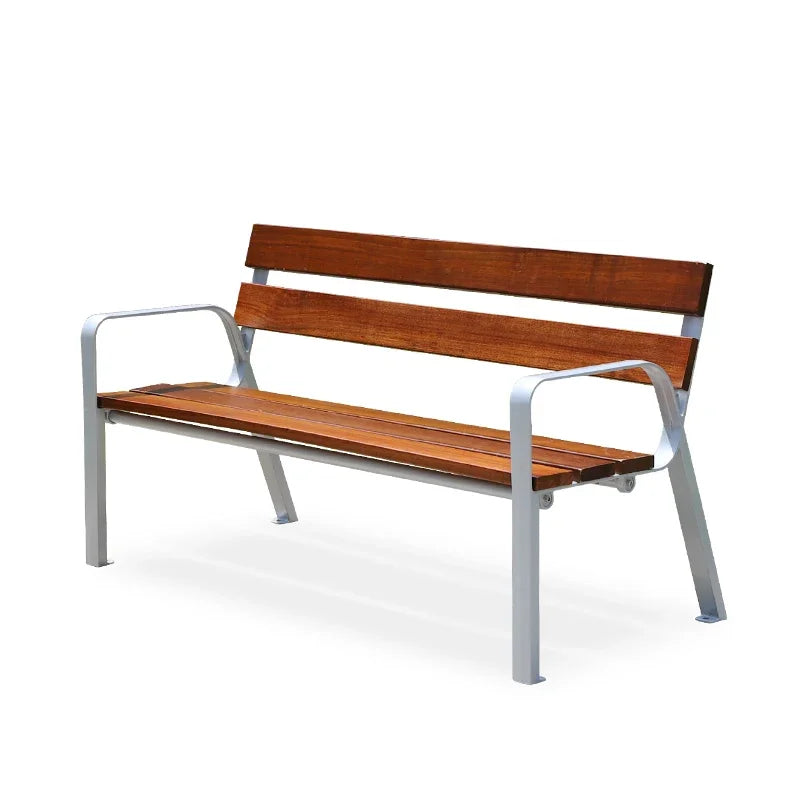New Design !! Patio Outdoor Benches With Solid Wood Outdoor Park Benches For 2-3 Seats With Armrest Outside Bench For Street