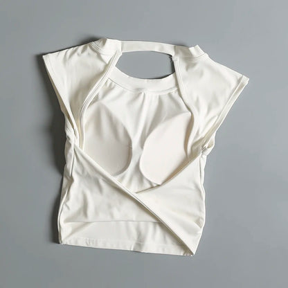 Sports Bras Anti-shock Sports Vest with Chest Pad Hot Girl A-shaped Waist-closed Sleeveless Hollow Outer Wear Fitness Yoga Vest