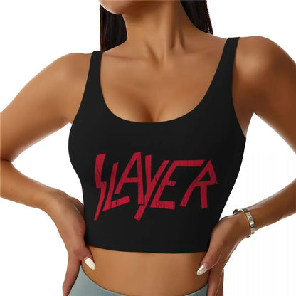 Custom Slipknots Workout Crop Tank Tops Women Heavy Metal Rock Music Running Yoga Sports Bras