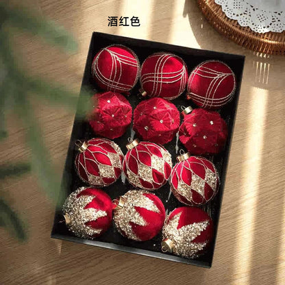 Plush ball wrap, Christmas ball, shaped ball, Christmas tree pendant, white woolen ball, Christmas decoration box set