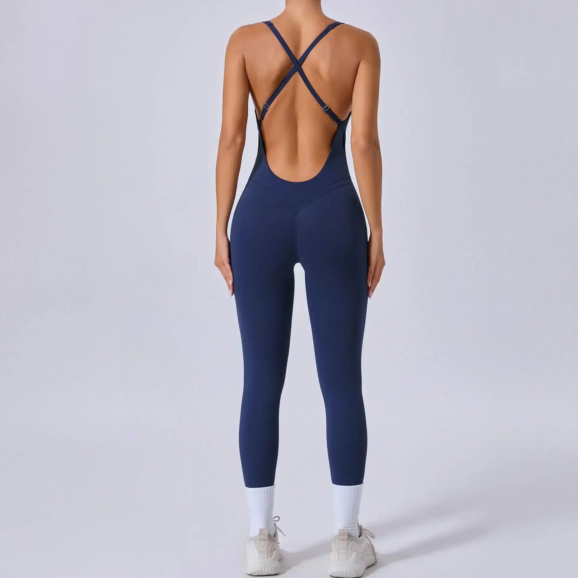 Seamless Yoga Jumpsuits Sports Fitness Hip Raise Cross Back Adjustable Shoulder Strap One-piece Workout Gym Tracksuits for Women