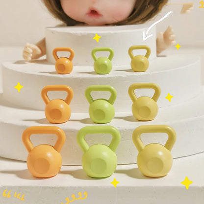 1Pcs 1/12 Dollhouse Miniature Metal Dumbbell Mini Kettlebell Model for ob11 bjd Doll House Accessories Decoration