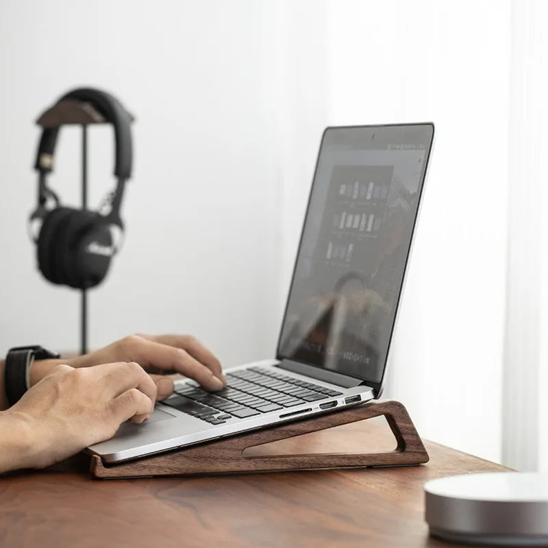 Wooden Folding Laptop Stand  Portable Height  Riser For Desk, Tablet Holder With Enhanced Heat Dissi