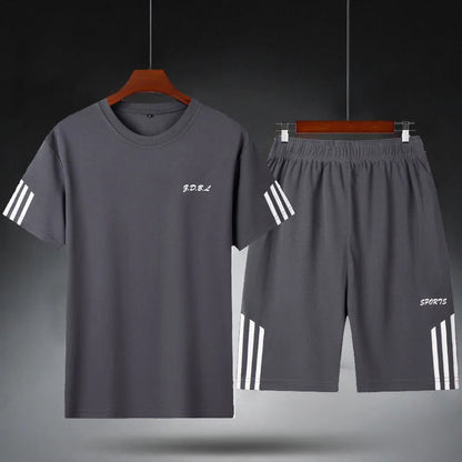 New Men's Summer Sportswear Fitness Clothing Short-Sleeved T-Shirt Loose Quick-Drying Clothes Basketball Uniform Running Shorts