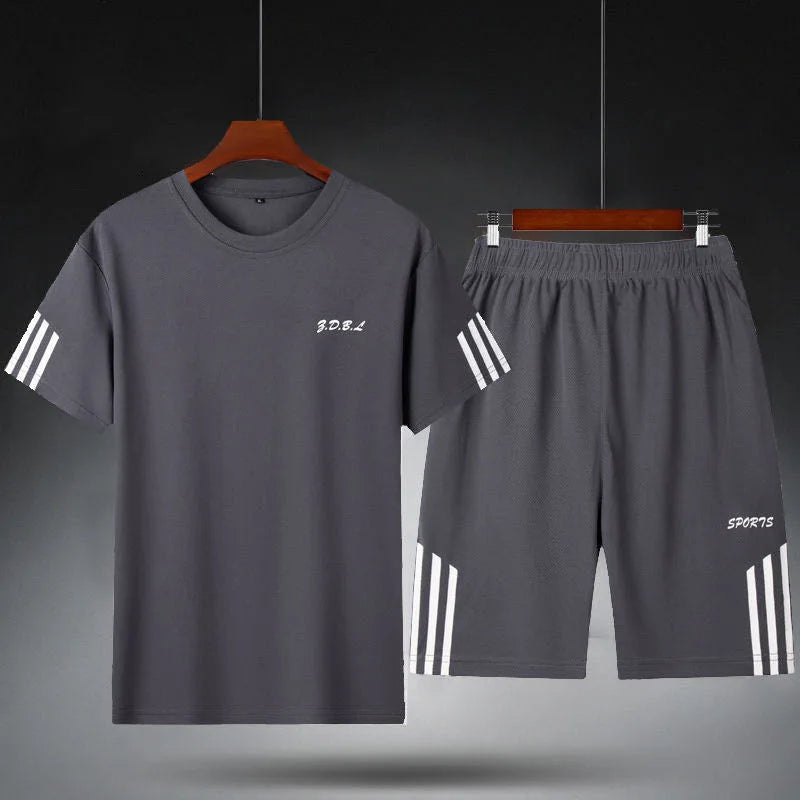 New Men's Summer Sportswear Fitness Clothing Short-Sleeved T-Shirt Loose Quick-Drying Clothes Basketball Uniform Running Shorts