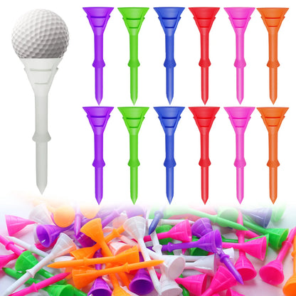 Golf Tees Plastic 3 1/4 inch Upgrade Bulk 50 Pack Reduce Friction Side Spin Durable Stable 83mm Long Tee for Golfer Practice