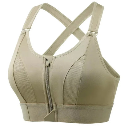 S-5XL Bras For Women Sports Front Zipper Adjustable Strap Shockproof Elastic Fitness Athletic Brassiere Slim Yoga Crop Top