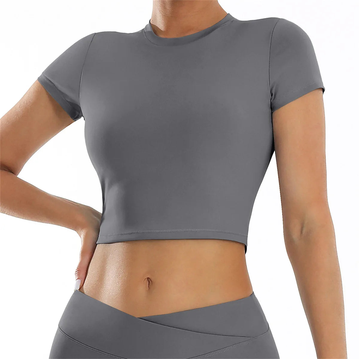 2025 new casual versatile tight fitting quick drying fitness top yoga clothes running Pilates sports T-shirt short sleeved
