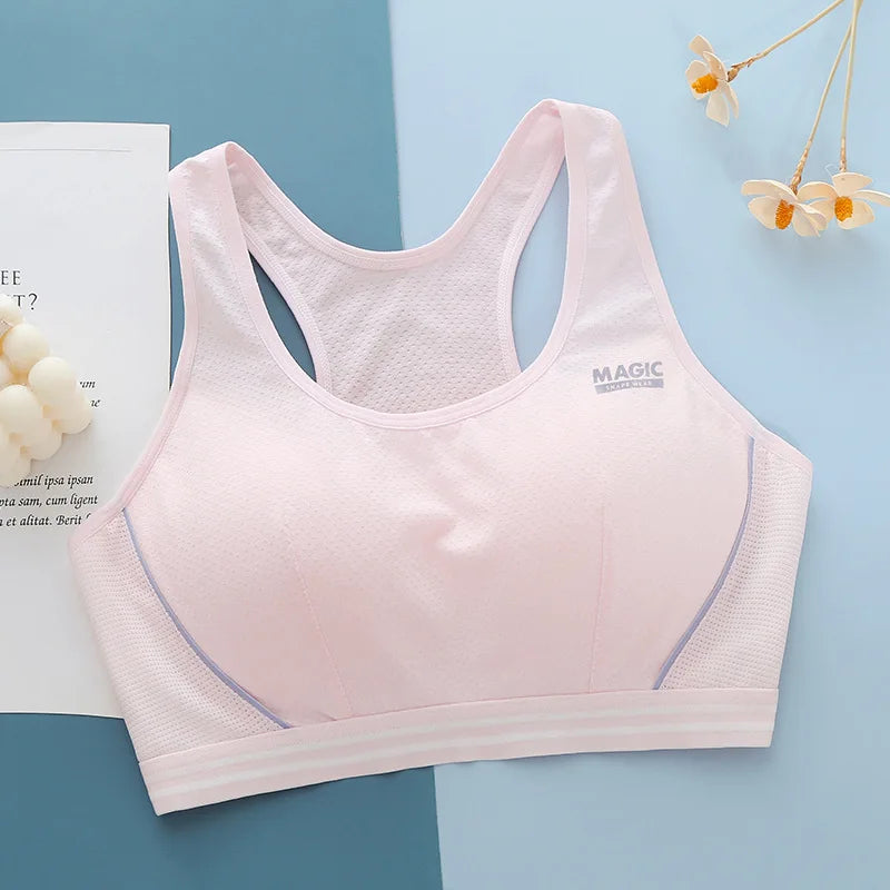 New Simple Solid Color Girls Sport Underwear Shockproof Running Vest Youth Period Girl Soft Breathable Quick Dry Comfortable Bra
