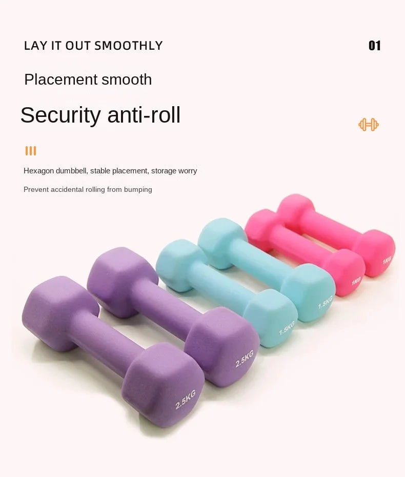 Yoga Flat Head Scrub Impregnated Plastic Dumbbells For Men And Women Home Exercise Sports Equipment Solid Cast Iron Dumbbells