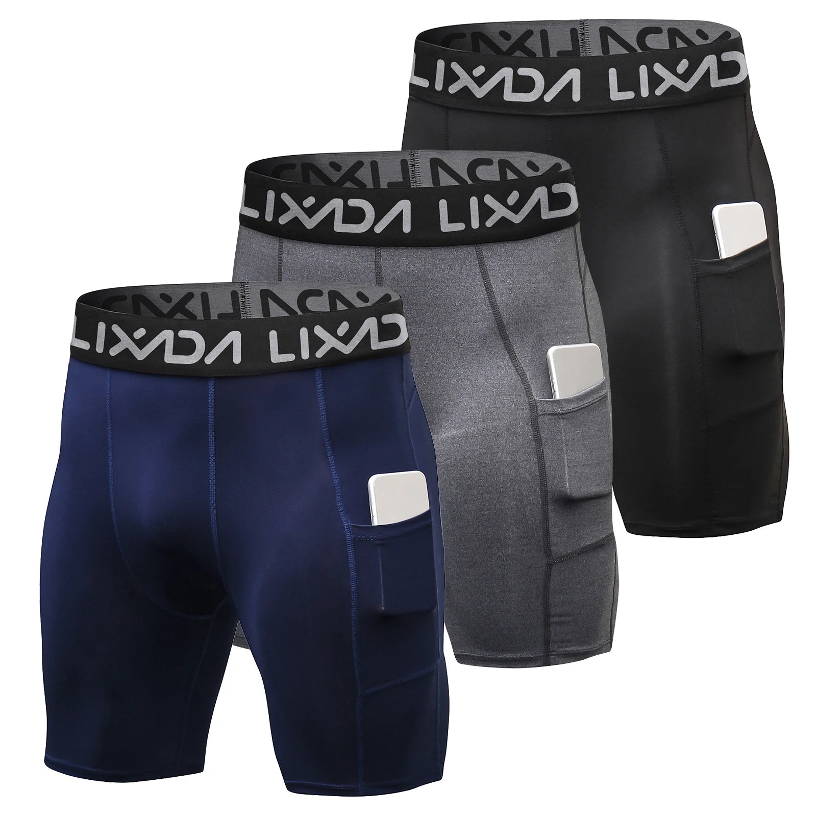 Lixada 3-Pack Men’s Sports Shorts – Active Workout Underwear with Pocket