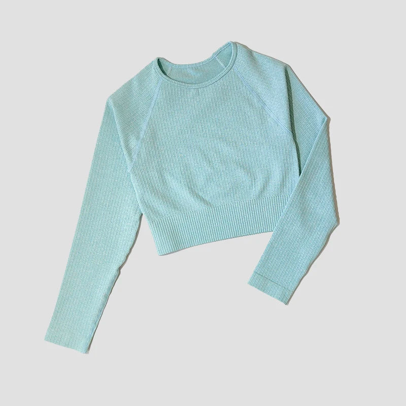 Yoga Sports Crop Top Long Sleeve Gym Women's Seamless T-shirt Fitness Woman Sport T-shirt Workout Tops For Women's Sportswear