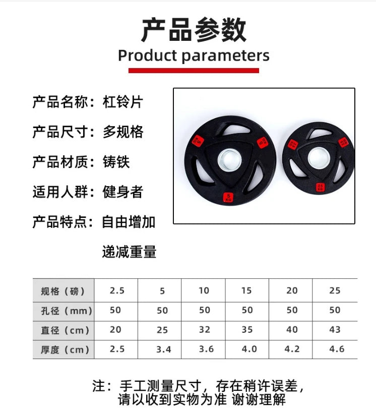 Unisex Rubber Barbell Plate Set 2.5-30kg Gym Weight Plate Set Hot Selling Standard Color Barbell Plates