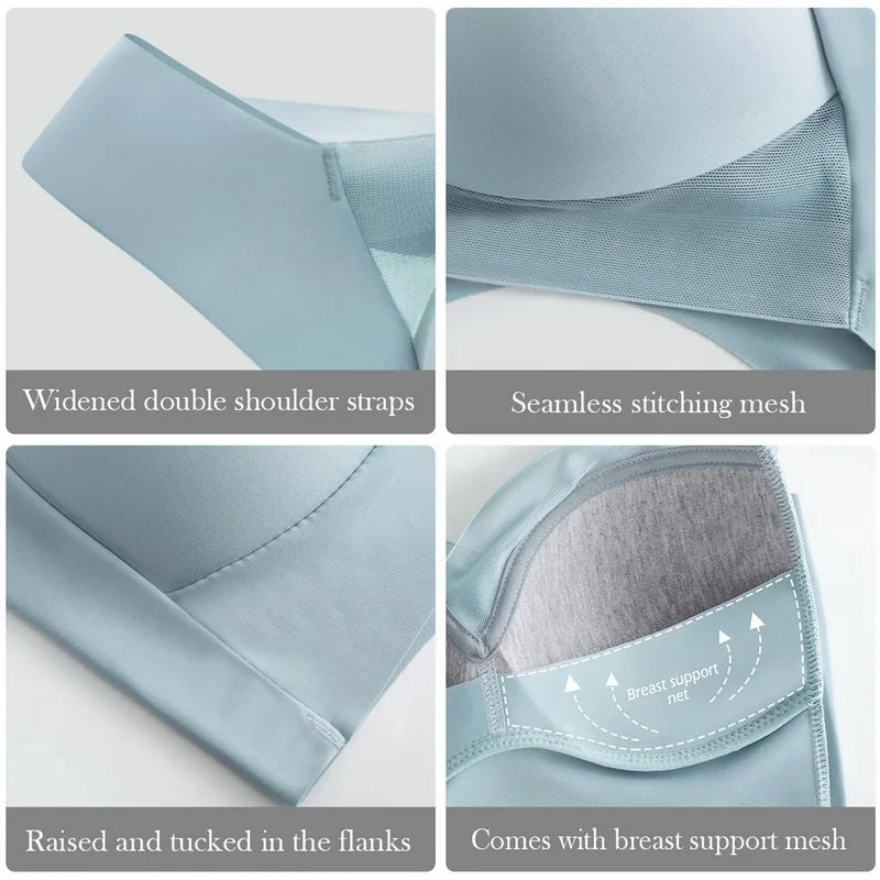Sports Bras Women Breathable Bra Wireless Sexy U Back Inner Push Up Seamless Stitching  Mesh Top Bra Without Bones Frame Bras
