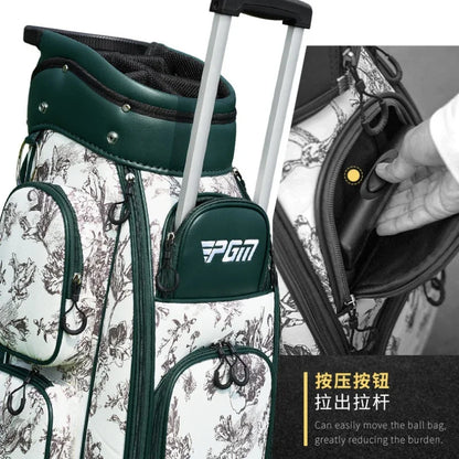 PGM 4 Wheel 360 Degree Rotating Waterproof Golf Bags Quality Women's vintage pull rod Golf Bag QB169