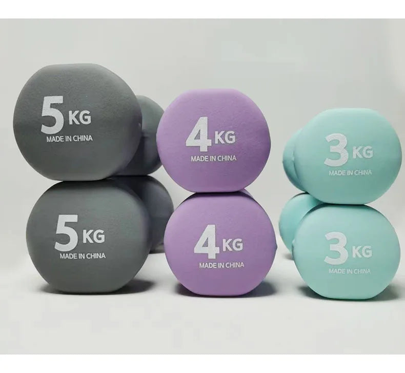 Yoga Flat Head Scrub Impregnated Plastic Dumbbells For Men And Women Home Exercise Sports Equipment Solid Cast Iron Dumbbells