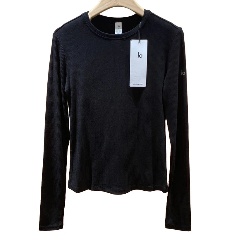 Fashion Long Sleeve Yoga Top Pilates Long Sleeved Base T-shirt Summer Outdoor Fitness Elastic Pullover