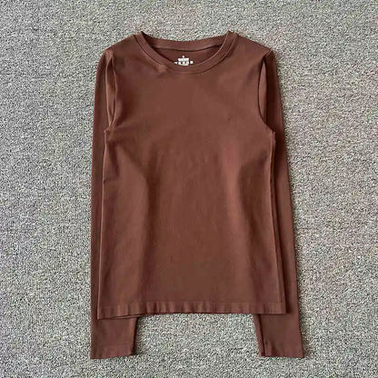 New autumn and winter yoga clothes nude solid color long sleeved women's quick drying running training Pilates sports slimming t