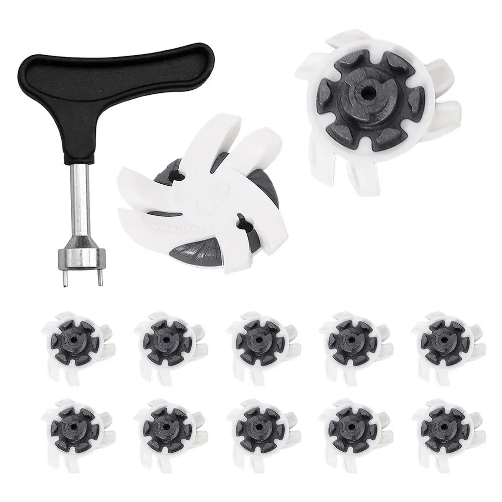 Golf Shoe Spikes Replacements 12 Pieces Footwears Anti Slip Golf Cleat Quick Twist Golf Spikes Golf Cleats Portable Wrench Screw