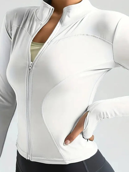 Yoga clothes women's autumn and winter sports yoga coat standing collar long sleeve top Pilates training running fitness clothes