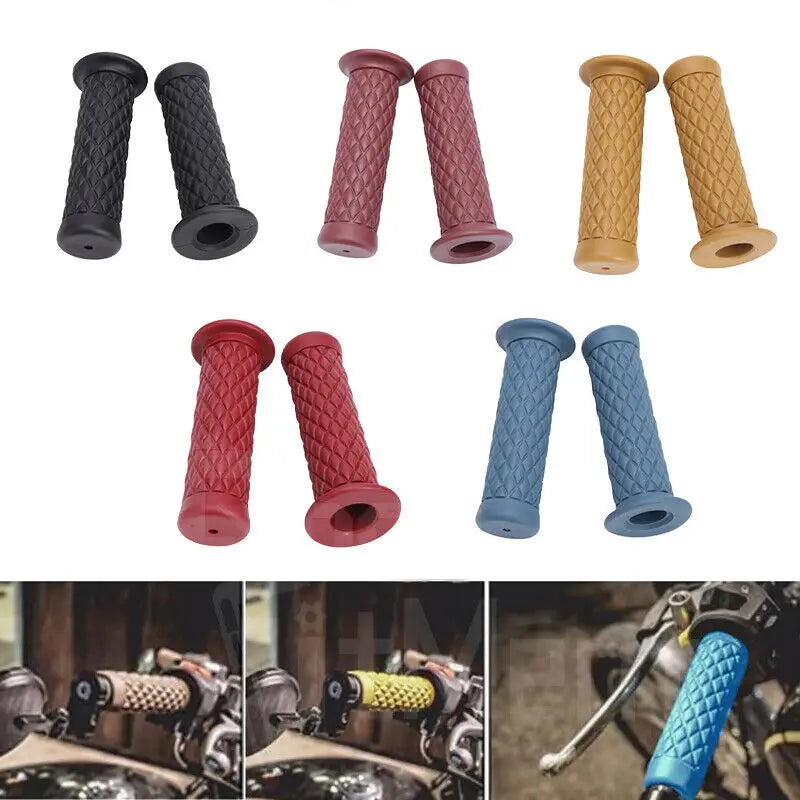 7/8" 22mm 24mm Retro Motorcycle Hand Grips Universal Non-slip Rubber Handlebar Grips for Moto Scooter Motocross Motorbike Grips