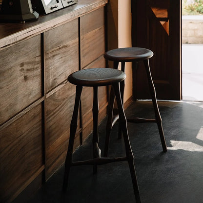 Bar stool medieval solid wood home Windsor tall round stool cafe restaurant furniture