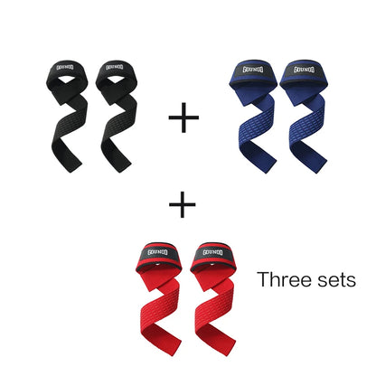 1/3sets TWeightlifting Straps Anti-Slip Silicone Lifting Wrist Straps Strength Training Deadlifts Crossfit Hand Grips Wrist