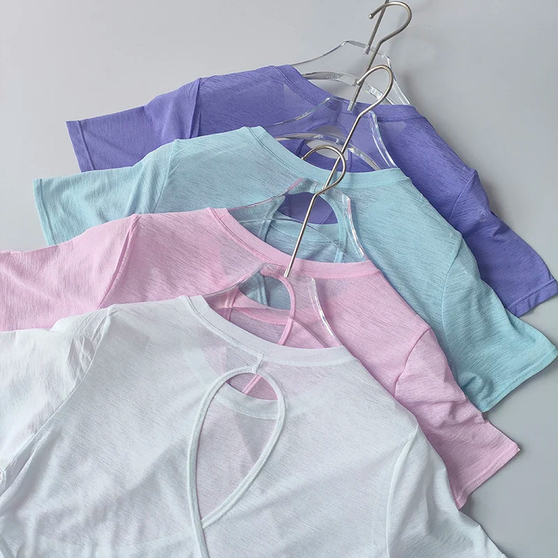 Yoga Short-sleeved Top for Women in Summer T-shirt Training Quick-drying Fitness Vest Pilates Slim Fit Slim Shirt Top Clothing