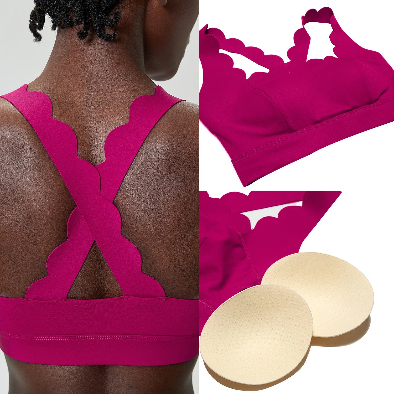 Lycra Sports Bra for Women Shock-proof Gym Workout Tops Lotus Arc Yoga Tops Square Neckline Push-up Bras Vest With Removable Pad