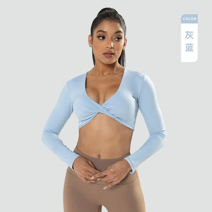 Long Sleeve Sexy Sports Bra Push Up Yoga Crop Top Women Fitness Gym Workout Tops Women Brassiere Sport Female T-shirts Clothing