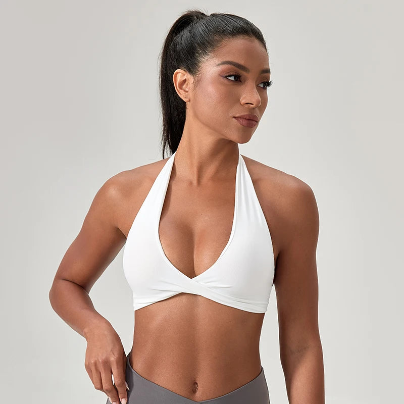 Sports Yoga Bra for Women Halter Neck with Stylish Back Design Sexy Gym Bra for Running Fitness Sports Bras