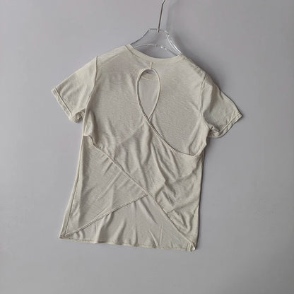 Yoga Short-sleeved Top for Women in Summer T-shirt Training Quick-drying Fitness Vest Pilates Slim Fit Slim Shirt Top Clothing