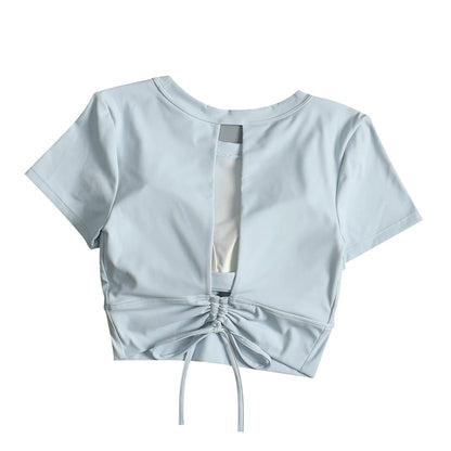 Yoga suit with chest pad sports beauty back fashionable quick-drying short-sleeved T-shirt running Pilates training fitness