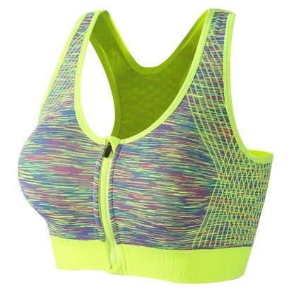 New Sports Bra Women Space Dyed Front Zipper Running Shockproof Vest Gym Jogging Crop Top Female Tops Sport Bras Sutian Feminino