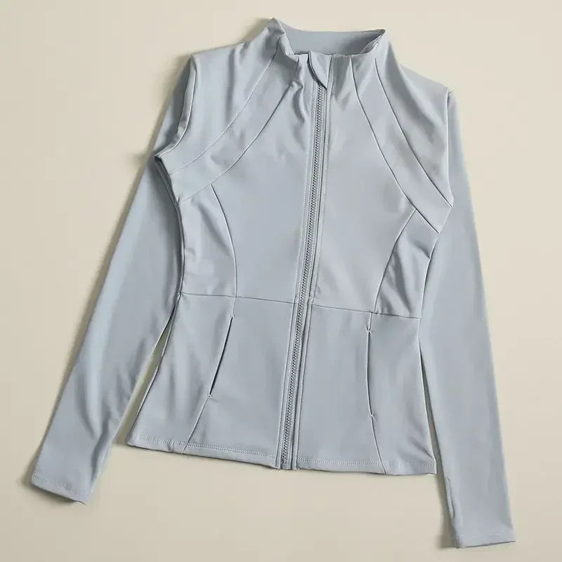 Yoga Suit Women's High-end Standing Collar Long Sleeved Sports Jacket Running Training Fitness Top Windproof Running Suit