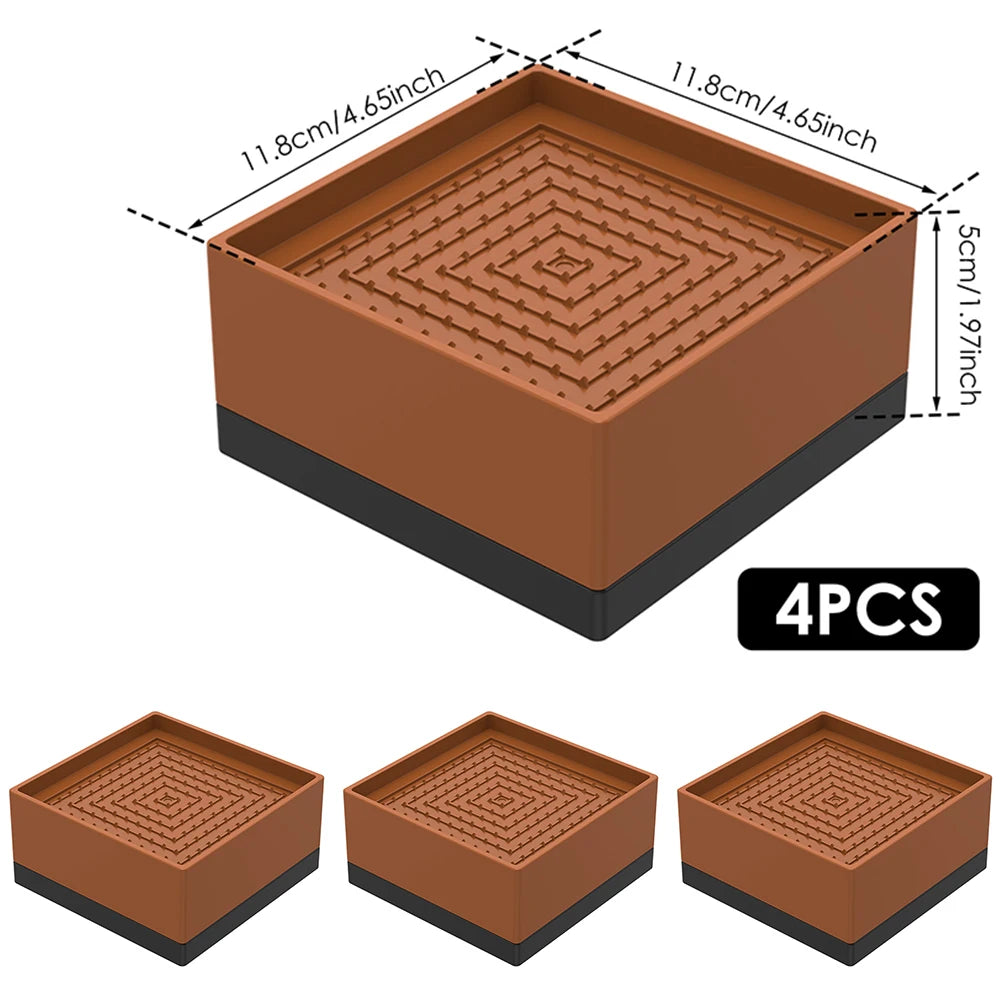 4Pcs Furniture Heightening Foot Pad TPU Non Slip Bed Sofa Fridge Table Risers Multifunctional Rectangle Furniture Support Risers