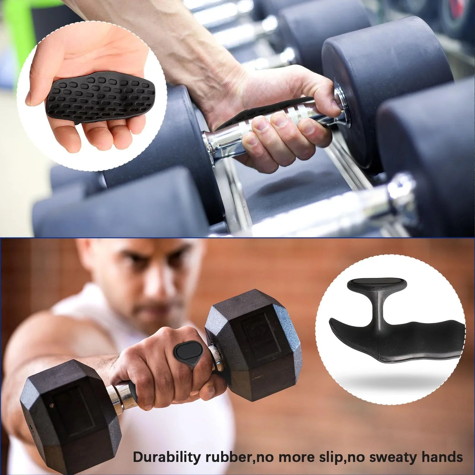 Anti-Slip Workout Grips Ergonomic Rubber Hand Protector Gloves for Weight Lifting Pull-Ups Gym Training Exercise