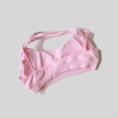 Strappy Bra Top Women High Support Cross Back Sport Seamless Padded Bras Scrunch Workout Gym Fitness Tank Tops