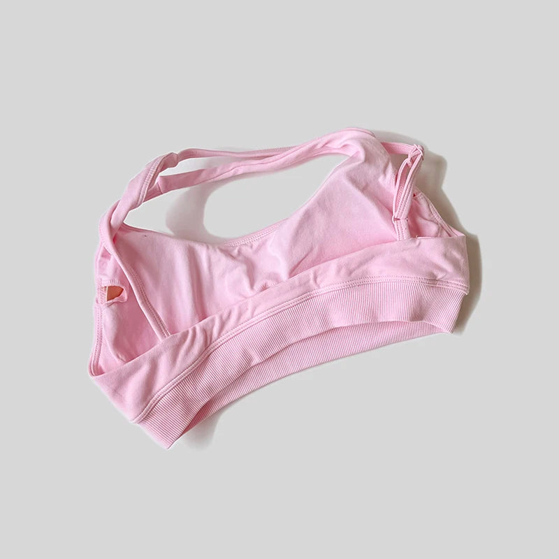 Strappy Bra Top Women High Support Cross Back Sport Seamless Padded Bras Scrunch Workout Gym Fitness Tank Tops