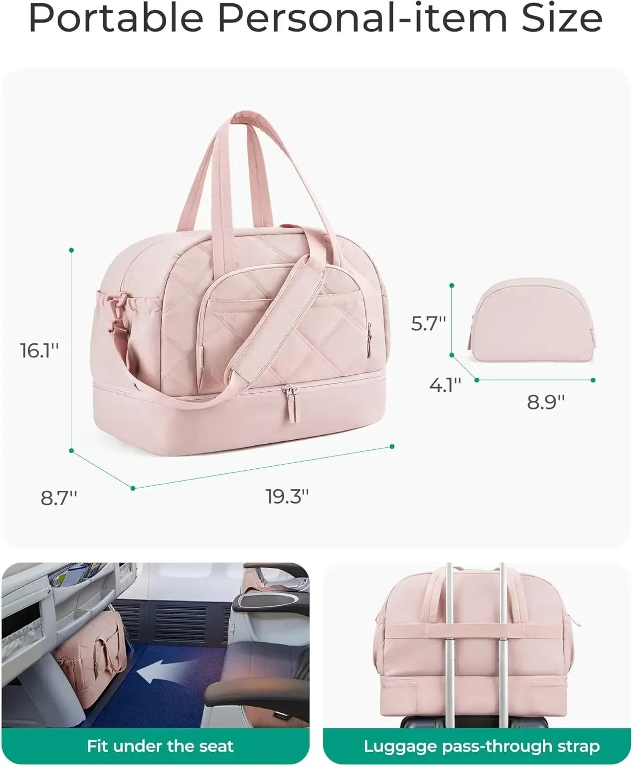 BAGSMART Boston Bag for Women Large Capacity Golf Travel Bag Puffer Duffle with Shoe Compartment Carry On Gym Sports Bag