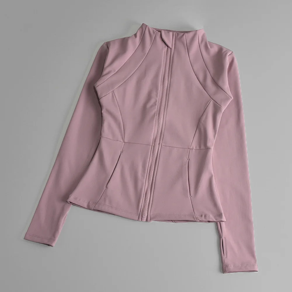 Yoga Suit Women's High-end Standing Collar Long Sleeved Sports Jacket Running Training Fitness Top Windproof Running Suit