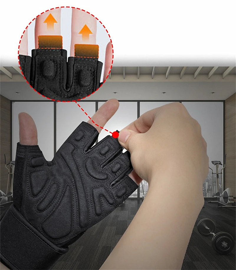 Half Finger Bodybuilding Gym Gloves Weightlifting Dumbbell Kettlebell Training Workout Fitness Gloves For Man  Women